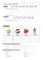 English Worksheet: Days, months, seasons