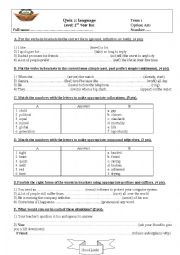 English Worksheet: Language quiz