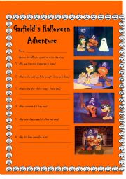 English Worksheet: Garfields Halloween Adventure