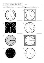 English Worksheet: What time is it?