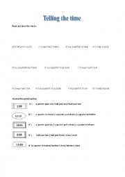 English Worksheet: TELLING THE TIME