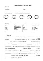 English Worksheet: Quiz-present simple and the time