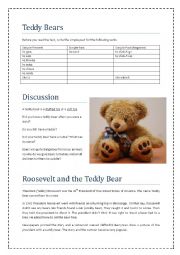 English Worksheet: The History of the Teddy Bear