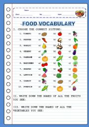English Worksheet: FOOD - Vocabulary - Multiple Choice - Pt.2