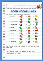 English Worksheet: FOOD - Vocabulary - Multiple Choice - Pt.3