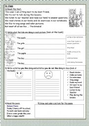 English Worksheet: In Class