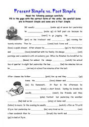 English Worksheet: Bills day: Present Simple and Past Simple with answers