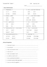 English Worksheet: Placement test - grade 4