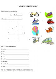 English Worksheet: Means of transportation
