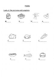 English Worksheet: VOCABULARY  FOOD