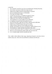 English Worksheet: Oral English lessons topics