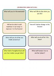 English Worksheet: 24 Conversation cards with 