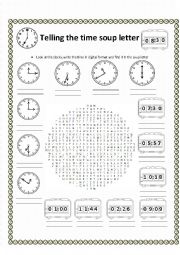 English Worksheet: The time soup letter