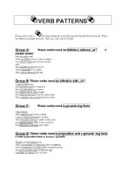 English Worksheet: Introduction to Verb Patterns