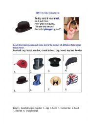 English Worksheet: HAT (a poem + a matching exercise)