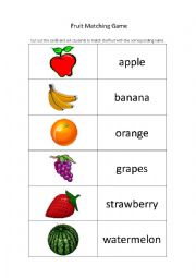 English Worksheet: Fruit Matching Game