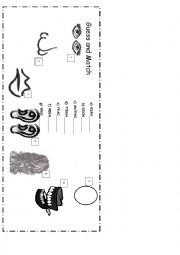 English Worksheet: guess and match