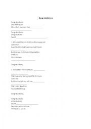 English Worksheet: congratulation