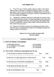 English Worksheet: Lucky people exist