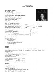 English Worksheet: Song activity- Set fire to the rain by Adele