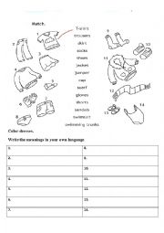 English Worksheet: identifying clothes