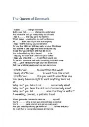 English Worksheet: Sinead OConnors sings The Queen of Denmark