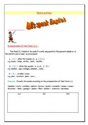 English Worksheet: pronunciation of the final ( s )