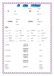 English Worksheet: a an some