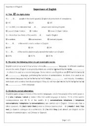 English Worksheet: IMPORTANCE OF ENGLISH