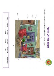 English Worksheet: Parts of the Room