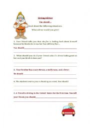 English Worksheet: Giving Advice...You should...