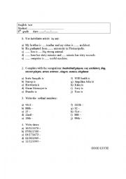 Number - ordinal, dates, article 