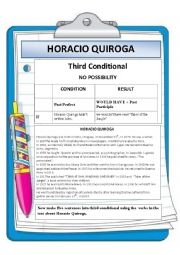 English Worksheet: HORACIO QUIROGA Biography - Third Conditional
