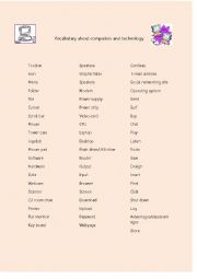 English Worksheet: Vocabulary about computers and technology