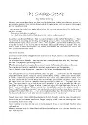 English Worksheet: The Snake-stone pre-reading activity