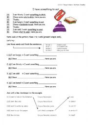 English Worksheet: I have something TO eat.