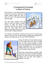 English Worksheet: Conquering Everest
