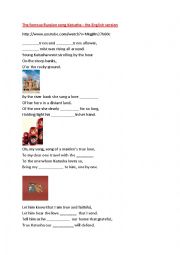 English Worksheet: The very famous Russian song Katusha - the English version