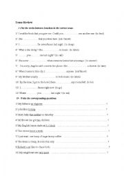 English Worksheet: tense review 8th grade