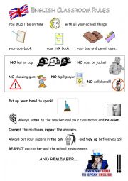 English Worksheet: Class rules