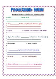 English Worksheet: PRESENT SIMPLE REVIEW + KEY