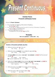 English Worksheet: Present Continuous