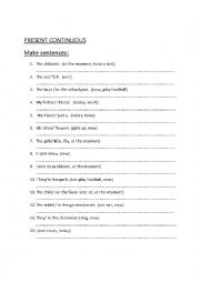 English Worksheet: PRESENT CONTINUOUS