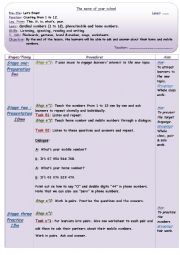 English Worksheet: Numbers - lesson Plan