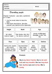 English Worksheet: Describing people