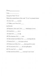 English Worksheet: Verb to be in present tense