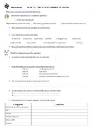 English Worksheet: video rommate interview
