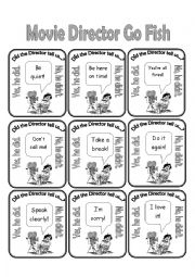 English Worksheet: Movie Director /Reported Speech/Go Fish