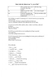 English Worksheet: The Articles - Basic Rules and Practice Exercises