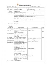 English Worksheet: teaching plan